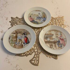 Apilco Le Fromage Porcelain France Cheese Plates 7.5" Set of 3